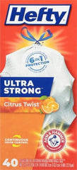 Hefty Ultra Strong Trash Bags 13 Gallon | Tall Kitchen | Drawstring Closure | Odor Control | Citrus Scent | 40 Bags, Pack of 6