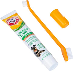 Arm & Hammer Complete Care Dental Gel Dog Toothbrush Kit, Gel Dog Toothpaste, Toothbrush, Finger Brush, Fresh Breath, Tartar Control, Baking Soda Enhanced Pet Dental Supplies, Chicken Flavor, 2.5oz