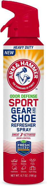 Arm & Hammer™ Sport Gear & Shoe Refresher Spray, Heavy Duty Odor Defense for Sports Gear and Footwear, Deodorizer for Gym Bags, Boxing Gloves, Hockey Equipment, and Football Pads (6.7 oz)