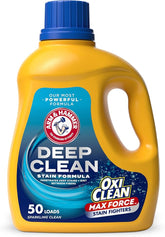 ARM & HAMMER Deep Clean Stain Formula OxiClean Max Force Liquid Laundry Detergent, Sparkling Clean Scent, 75 Fl Oz, 50 Loads