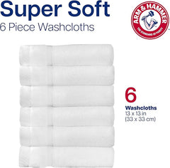 Arm & Hammer Super Soft Washcloths, 6 Piece, Dark Blue