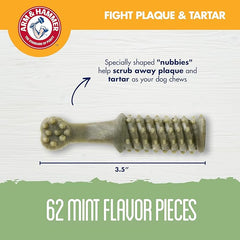 Arm & Hammer for Pets Nubbies Dental Treats Value Size - Baking Soda & Calcium Dog Dental Chews, Helps Scrub Plaque & Tartar While Chewing, Mint Flavor, 62 Count, 52.8 Oz