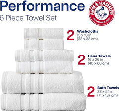 Arm & Hammer Performance Bath Towel Set, 6 Piece, Light Grey