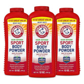 Arm & Hammer Sport Body Powder, Powder for Men and Women, Fresh Feeling, Talc Free, Aluminum Free Odor Defense with Baking Soda (3 Pack)