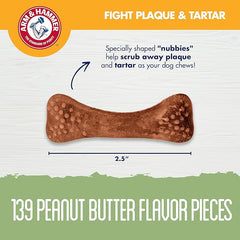 Arm & Hammer for Pets Nubbies Dental Treats Value Size - Baking Soda & Calcium Dog Dental Chews, Helps Scrub Plaque & Tartar While Chewing, Peanut Butter Flavor, 139 Count, 52.8 Oz