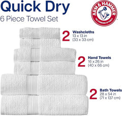 Arm & Hammer Quick Dry Bath Towel Set, 6 Piece, Khaki