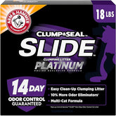 ARM & HAMMER Clump & Seal SLIDE Platinum Multi-Cat Clumping Cat Litter, 14-Day Odor Control, EZ Clean Technology, 18 lbs – No Scrubbing, Powerful Odor Eliminator
