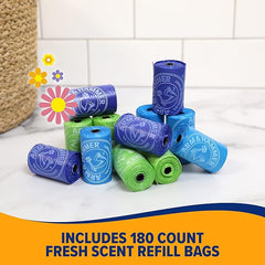 Arm & Hammer Easy-Tear Disposable Dog And Cat Waste Bags With Activated Baking Soda, 180 Dog Poop Bags, 9 x 14 Inches, (Pack of 2)