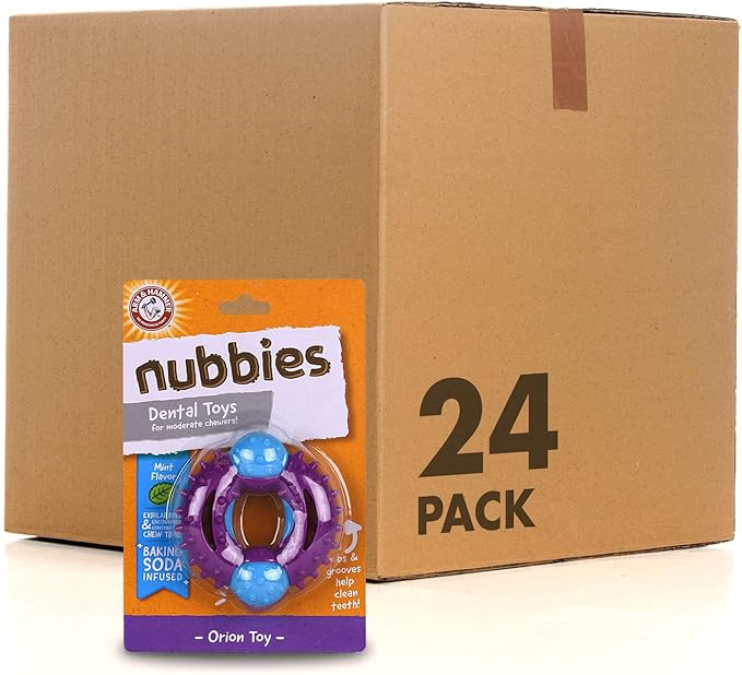 Arm & Hammer for Pets Nubbies Orion Dog Dental Toy| Best Dog Chew Toy for Moderate Chewers | Dog Dental Toy Helps Reduce Plaque & Tartar Without Brushing | Mint Flavor - 24 Pack