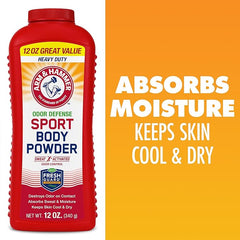 Arm & Hammer Sport Body Powder, Powder for Men and Women, Fresh Feeling, Talc Free, Aluminum Free Odor Defense with Baking Soda (3 Pack)