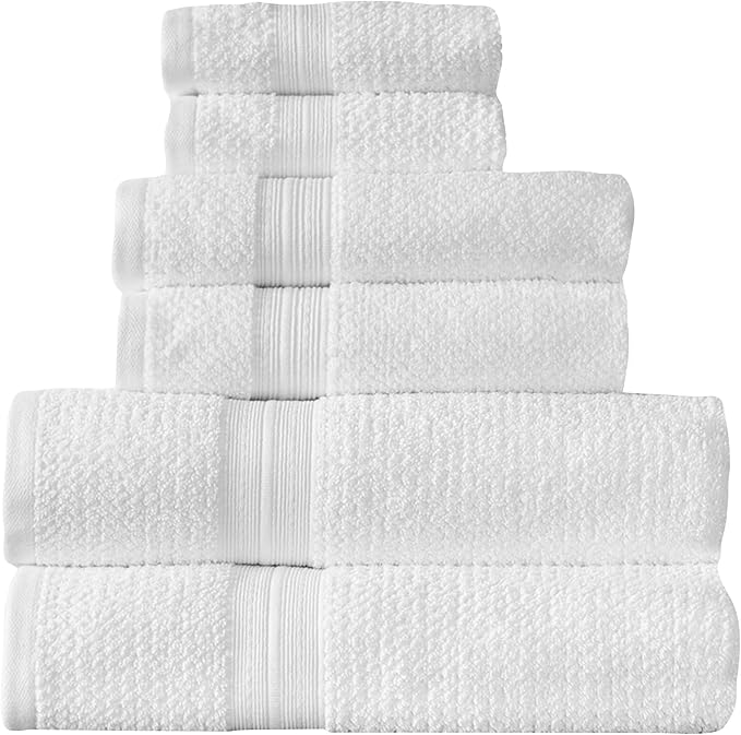 Arm & Hammer Quick Dry Bath Towel Set, 6 Piece, White