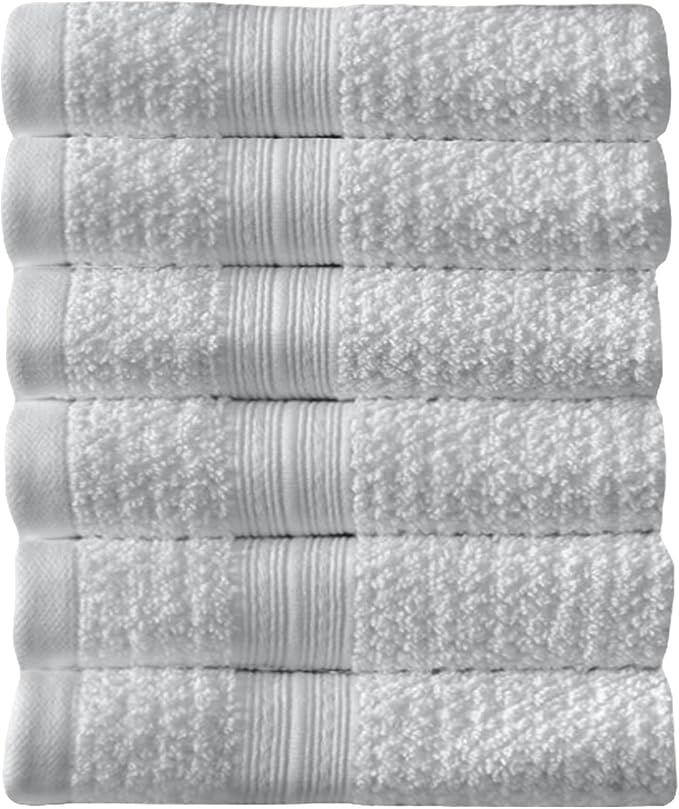 Arm & Hammer Quick Dry Washcloth Set, 6 Piece, Light Grey