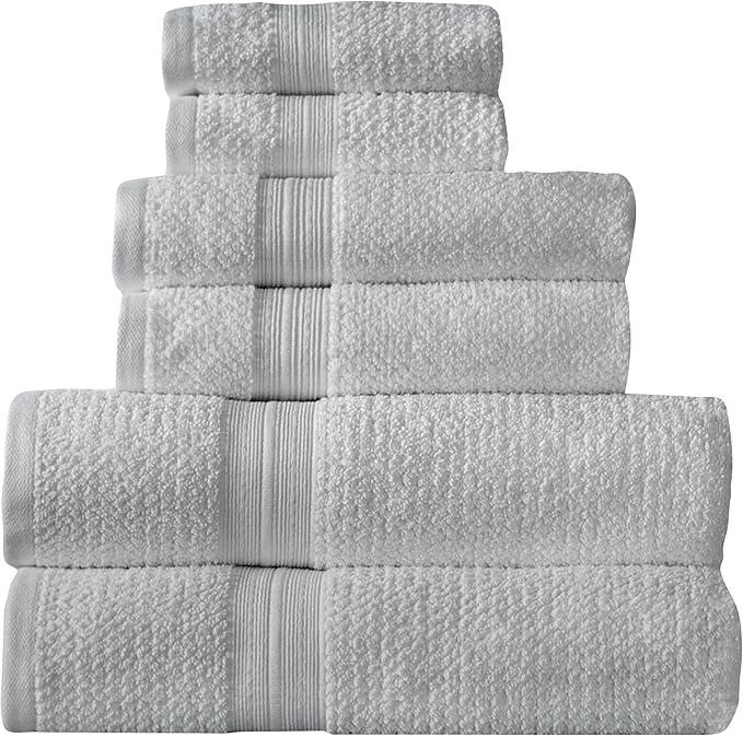 Arm & Hammer Quick Dry Bath Towel Set, 6 Piece, Light Grey