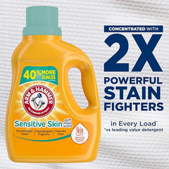ARM & HAMMER Sensitive Skin Liquid Laundry Detergent, Fresh Scent, 105 fl oz, 105 Loads (Pack of 2)