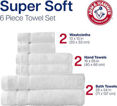 Arm & Hammer Super Soft Bath Towel Set, 6 Piece, Grey