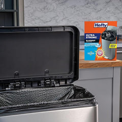 Hefty Ultra Strong Trash Bags, Black Tall Kitchen Trash Bags 13 Gallon Size, Break Resistant Drawstring Enclosure, Continuous Odor Control, Blackout, Clean Burst Scent, 110 Bags