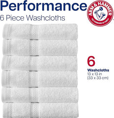 Arm & Hammer Performance Towel Washcloth Set, 6 Piece, Light Blue
