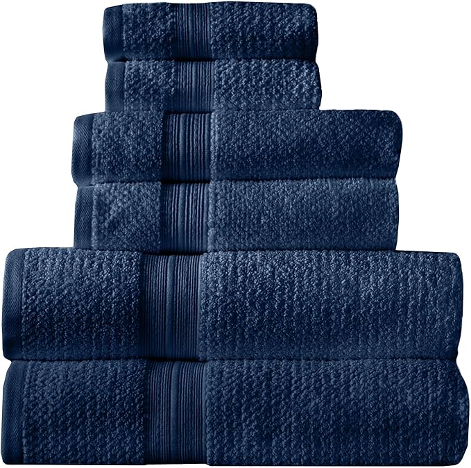 Arm & Hammer Quick Dry Bath Towel Set, 6 Piece, Dark Blue